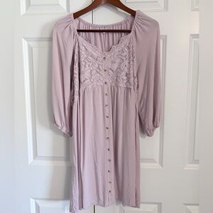 Lavender Lace Button-Down Dress